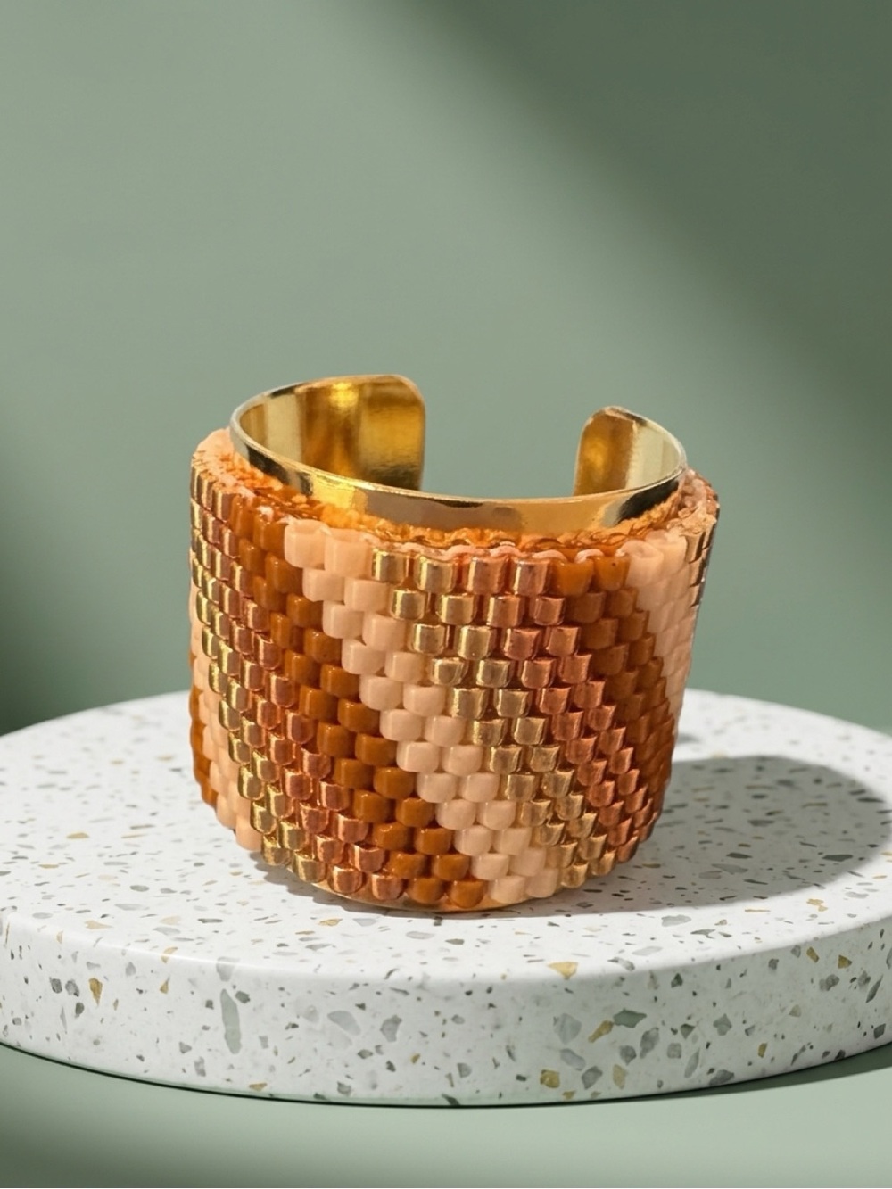 Miyuki ring Gold-Tone Peach & Copper Beaded Cuff Bracelet